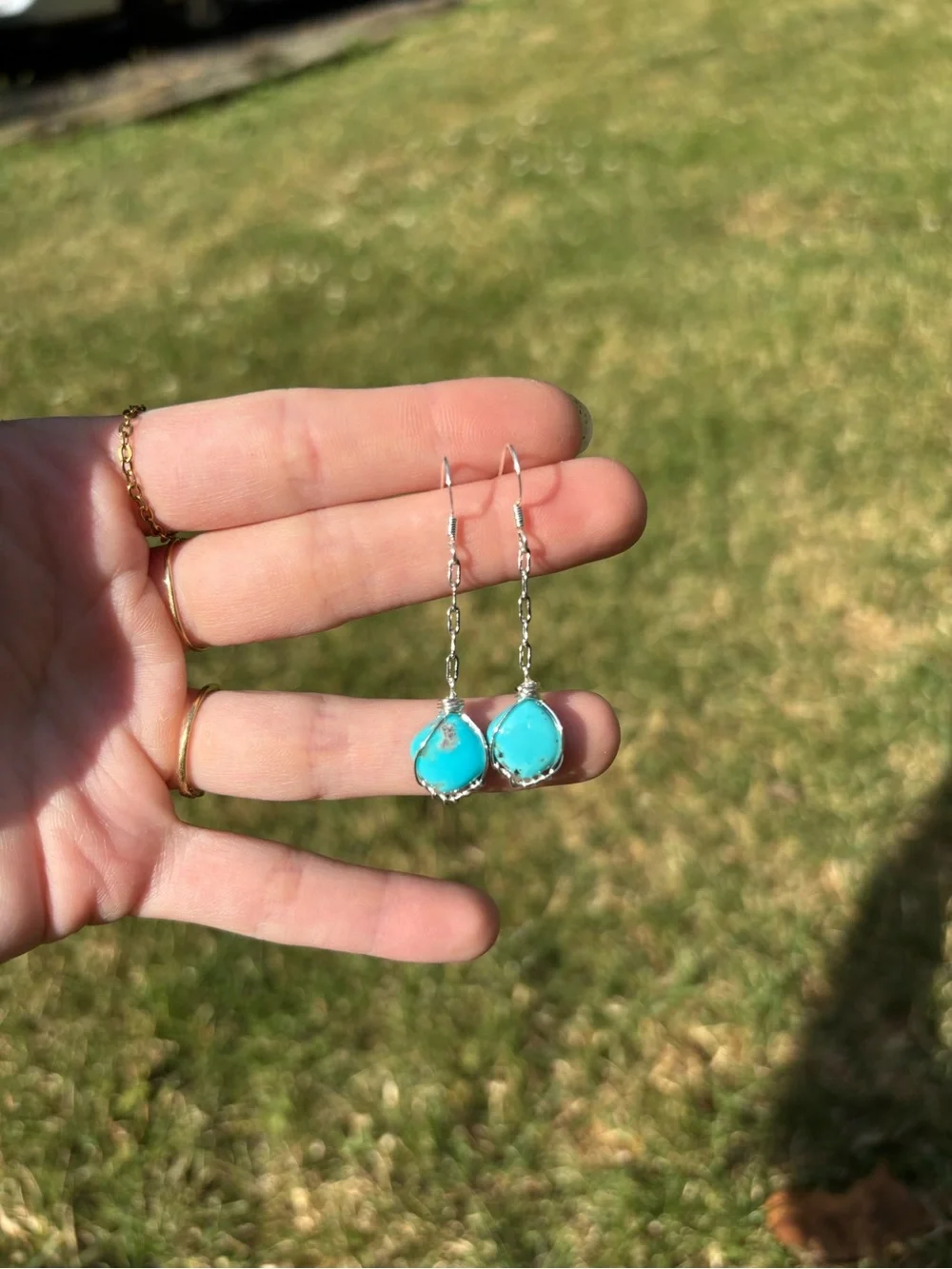 Tourqoise dangle earrings - Picture 2 of 3